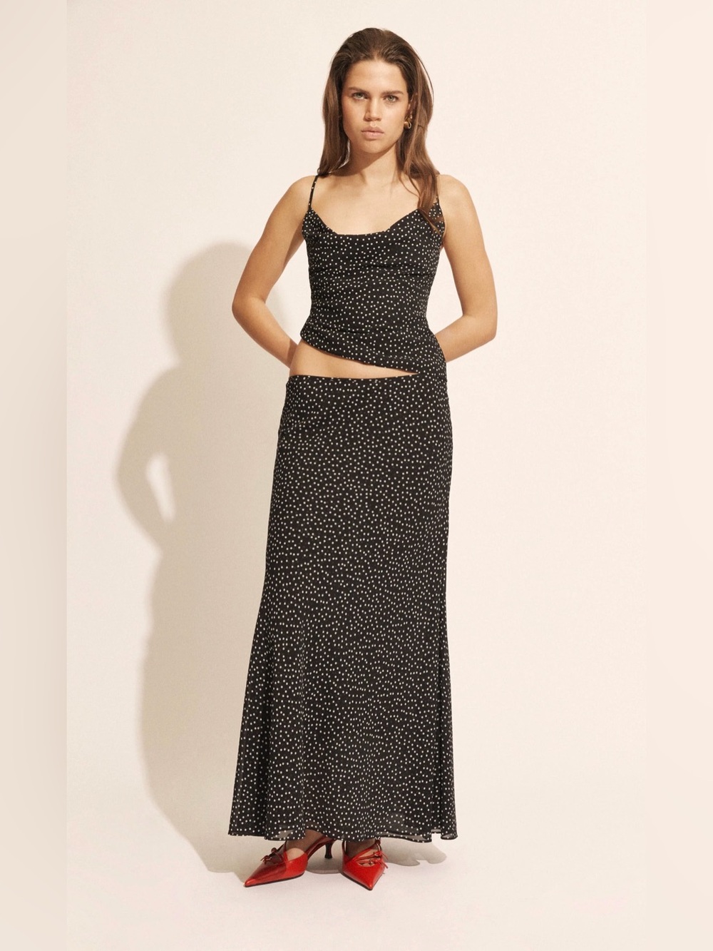 NWT Bardot Monroe Maxi Skirt In Black Spot